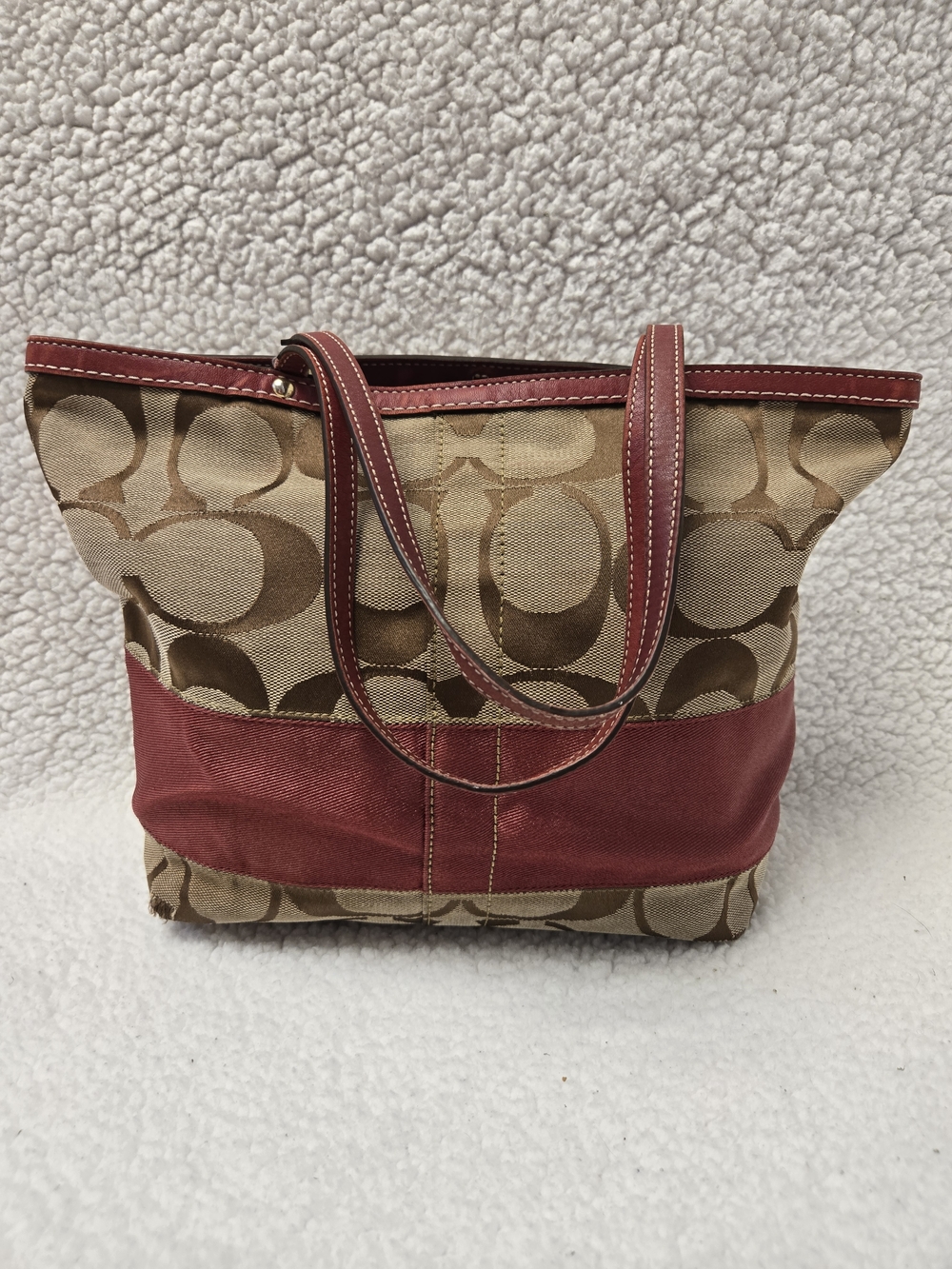 Coach Vintage 2006 Signature Canvas Tote with Red Trim